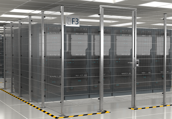 Cloison grillagée pour data center, Système modulaire ECONFENCE® BASIC LINE ZINC Hauteur 2000MM